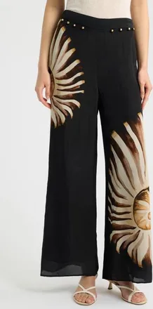 Farm Rio Ammonite Placed Print Wide Leg Pants in Black at Nordstrom, Size X-Large