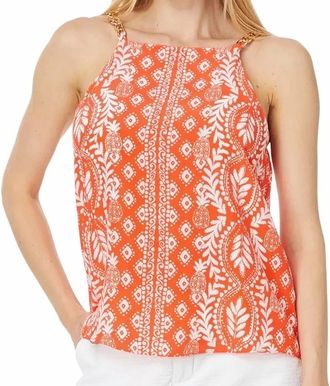 Lilly Pulitzer Joannah Silk Top In Flamingo Feather