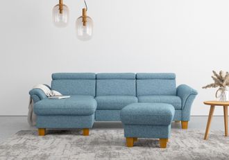 HOME AFFAIRE Ecksofa »Lindgren L-Form« wahlweise mit Bett mit klappbaren Rollen, Kasten und Kopfverstellung