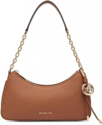 Michael Kors Nolita Medium Pebbled Leather Chain Pochette - Dames - Schoudertassen - Bruin - ONE Size - Katoen - Tassen