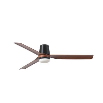 Netlighting Punt Tub 132cm Smart LED Ceiling Fan Matt Black Walnut Blades CCT