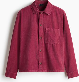 H&M Kastiges Cordhemd in Relaxed Fit - Dunkelrosa