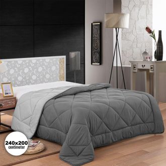Herzberg Herzberg Hg-2420bco: Edred&oacute;n De Microfibra Bicolor - 240x200cm Gris