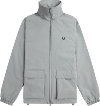 Fred Perry grijze jas met patchzak en ritssluiting