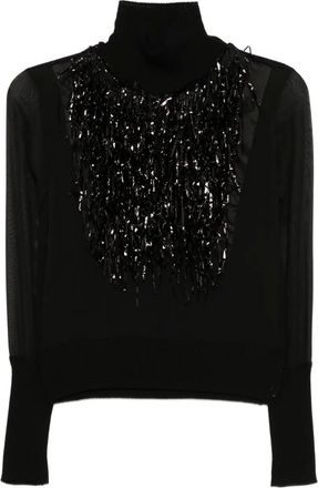 Undercover sparkle-tassel top - Black