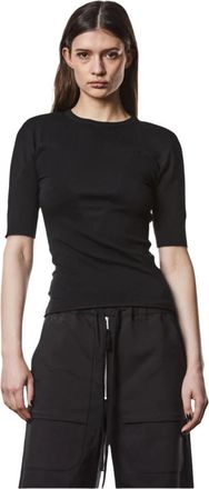 Thom Krom W TS 563 Crew Neck Matmix Shirt - Dames - T-shirts - Zwart - M - Katoen - Tops