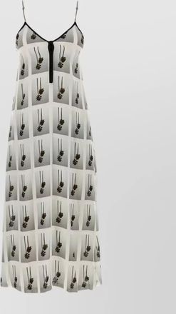 Palm Angels viscose printed deep v-neck chain-strap midi dress