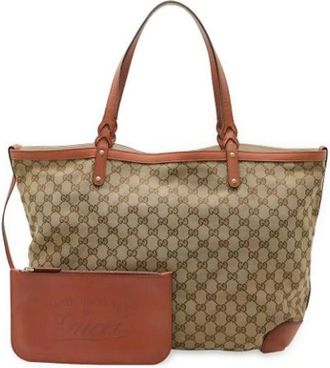 Gucci Pre-owned Tote Bags, female, Beige, Size: ONE SIZE Pre-owned Canvas gucci-bags