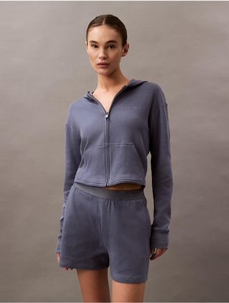 Calvin Klein Womens Terry Lounge Sleep Shorts - Blue - XL