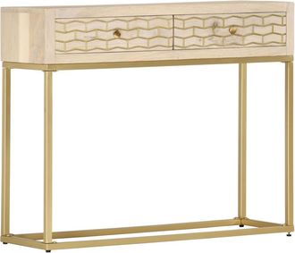 vidaXL Mesa Consola De Madera Maciza De Mango Dorado 90x30x75 Cm Vidaxl