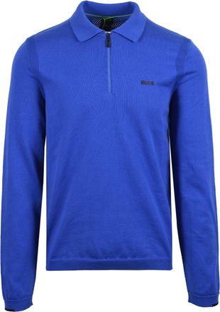 HUGO BOSS Mens KN Ever Knitted Polo Shirt Medium Blue Cotton - Size Large