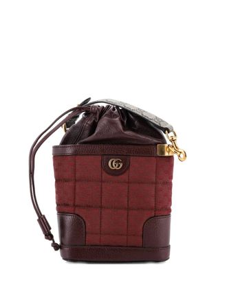 Gucci Drawstring Crossbody Bag Quilted Mini GG Canvas and Leather with GG Coated Canvas Mini bucket bag - Bruin