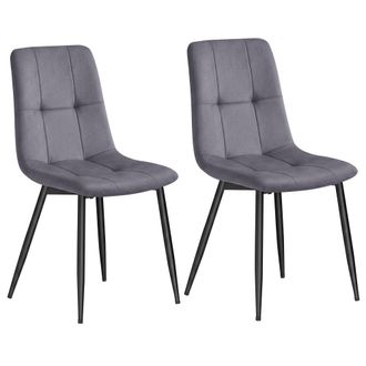 Vasagle Juego de 2 sillas de comedor de terciopelo de color gris pizarra