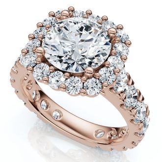 Pompeii3 Certified 4Ct Lab Grown Cushion Halo Diamond Engagement Ring 14k Gold/Platinum