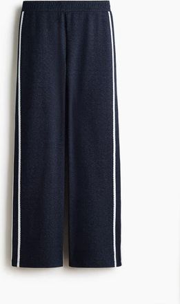 H&M Lace-trimmed Jersey Trousers in Dark Blue at Nordstrom, Size X-Small
