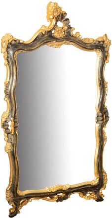 Biscottini International Biscottini - Espejo De Pared De Colgar De Madera Acabado Dorado Y Negro L67xpr7xh115 Cm. Hecho En Italia