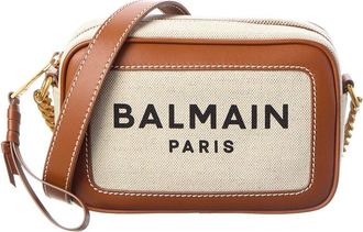 Balmain Logo Canvas & Leather Crossbody