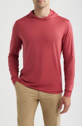 Johnnie-O Talon PREP-FORMANCE Long Sleeve Hooded T-Shirt in Racing Red at Nordstrom, Size Xx-Large