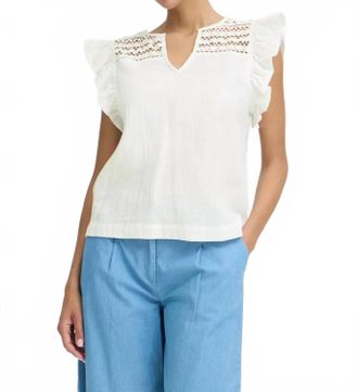 b.young Katrina Frill Top In Marshmallow