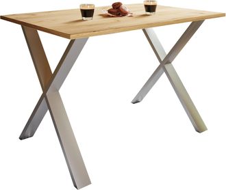 ebuy24 Mesa De Comedor De Madera Vcm Premium Al. 76 X An. 140 X P. 50 Cm Mesa De Comedor De Cocina Mesa Xona X Blanco (plata / Roble De Miel)