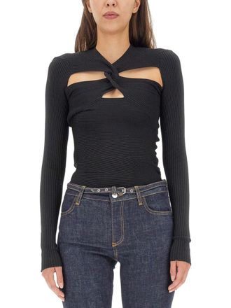 Blumarine Black Knitted V Neck Sweater