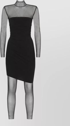 Norma Kamali knee length dress asymmetric hem high neckline