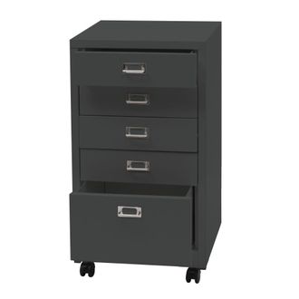 Hhg Hhg - Roll Container 456, Cajonera Armario Archivador De Acero, Metal 75x40x41cm 5 Cajones, Gris Oscuro