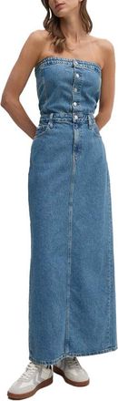 Calvin Klein Jeans Denim Maxi-jurk Strapless Stijl