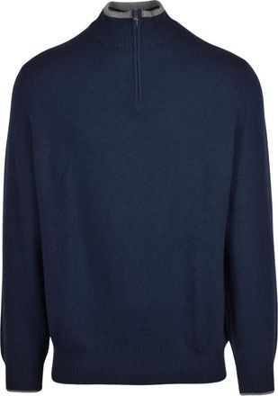 Fedeli Pullover met rits - Heren - Vesten met rits - Blauw - 3XL - Kasjmier - Hoodies & sweatvesten