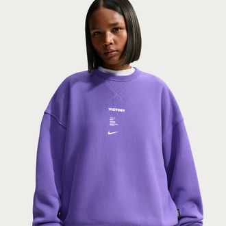 Nike Womens Victory Collection Studio Fleece Soccer Crew Neck in Purple | IO9346-579