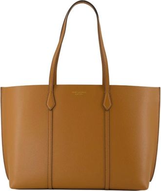 Tory Burch Tory Burch, Tote Bags, female, Brown, Size: ONE SIZE Brown Leather Shopper Bag with Flap