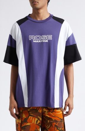 Martine Rose Paneled Oversize Logo T-Shirt in Purple Indigo at Nordstrom, Size X-Large