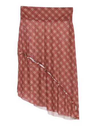 House of Sunny button-detail plaid skirt - women - Polyester/Elastane - 10 - Red