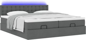 vidaXL Vidaxl - Estructura Cama Otomana Colchones Tela Gris Oscuro 180x200cm