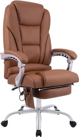 Clp Clp - Sill&oacute;n De Oficina Pacific De Cuero Aut&eacute;ntico Con Funci&oacute;n De Masaje Marr&oacute;n Claro