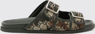 Gucci Sandali in pelle e cotone con monogramma GG jacquard e fantasia camouflage