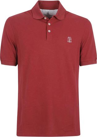 Brunello Cucinelli Polo shirt van katoenpiqu&eacute; - Heren - Polos - Rood - XL - Katoen - Tops