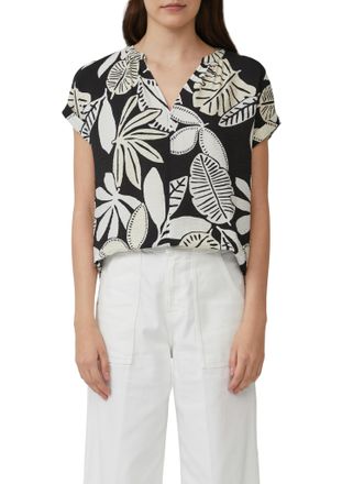 s.Oliver Druckbluse S.OLIVER, Damen, Gr. 34, schwarz (schwarz beige aop), Web, Obermaterial: 84% Viskose, 16% Polyamid, gebl&uuml;mt, relaxed fit h&uuml;ftbedeckend, V-A