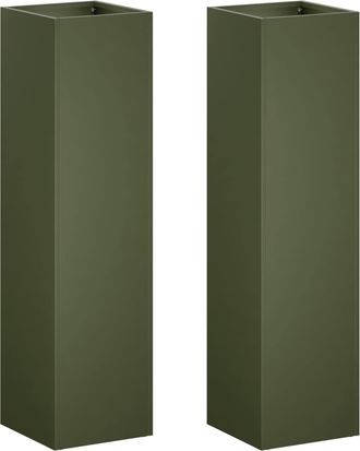 vidaXL Macetero De Jard&iacute;n 2 Uds. Verde Oliva 20 X 20 X 75 Cm Vidaxl