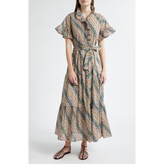 Mille Victoria Ruffle Front Dress in Rose Stripe at Nordstrom, Size X-Large