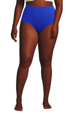 Lands End Sculpting Suit Chlorine Resistant Targeted Control Retro High Waisted Bikini Swim Bottoms in Sapphire Ice at Nordstrom, Size 22W