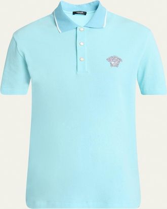 Versace Mens Medusa Pique Polo Shirt