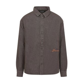 Jacquemus La Chemise De-N&icirc;mes Simon - Heren - Spijkeroverhemden - Bruin - L - Katoen - Overhemden