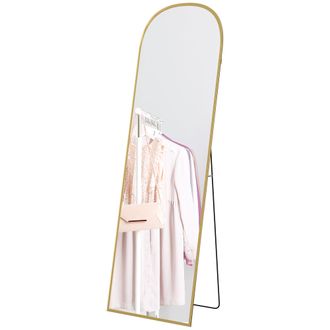 HOMCOM Homcom Specchio Da Parete E Terra Con Supporto Pieghevole 50x170cm Oro