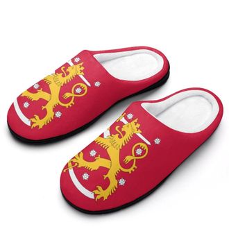 Generic Coat Arms of Finland Funny Mens Slippers Cotton Warm House Shoes Memory Foam Sandals Print Size 7-14