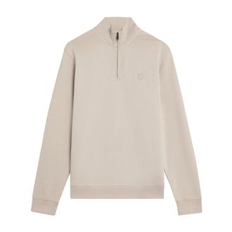 Lyle & Scott Hoodies & sweatvesten, Heren, Beige, M, Katoen, Superfine Quarter Zip Sweatshirt
