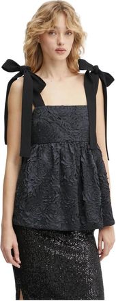 Stine Goya Blouse met strikdetail - Dames - Tops zonder mouwen - Zwart - L - Polyester - Tops