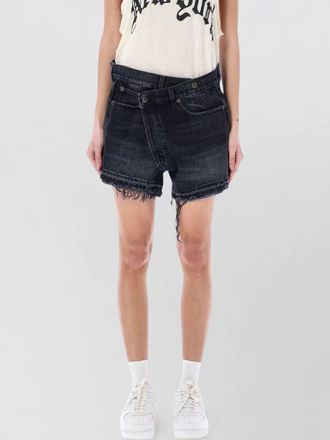 R13 crossover denim shorts five pocket design
