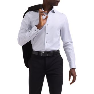 Bugatchi Devon OoohCotton Geo Print Button-Up Shirt in Platinum at Nordstrom, Size Xxx-Large