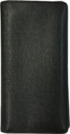 Louis Vuitton Taiga Black Leather Long Wallet (Bi-Fold) (Pre-Owned)